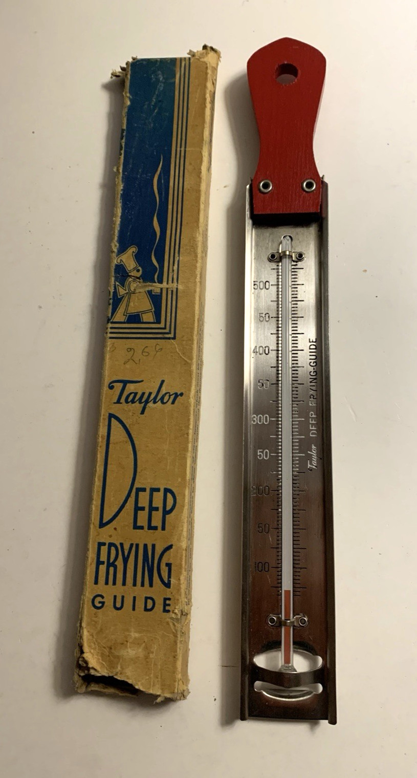 Vintage Taylor Deep Frying Guide 11.5" Kitchen Thermometer in Original Box