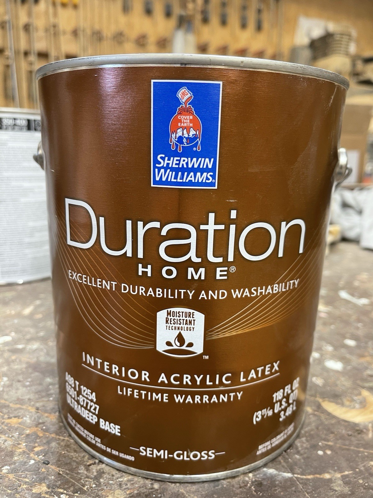 1 Gallon Sherwin Williams Duration Interior Semi-Gloss Paint/7069 Iron Ore Black