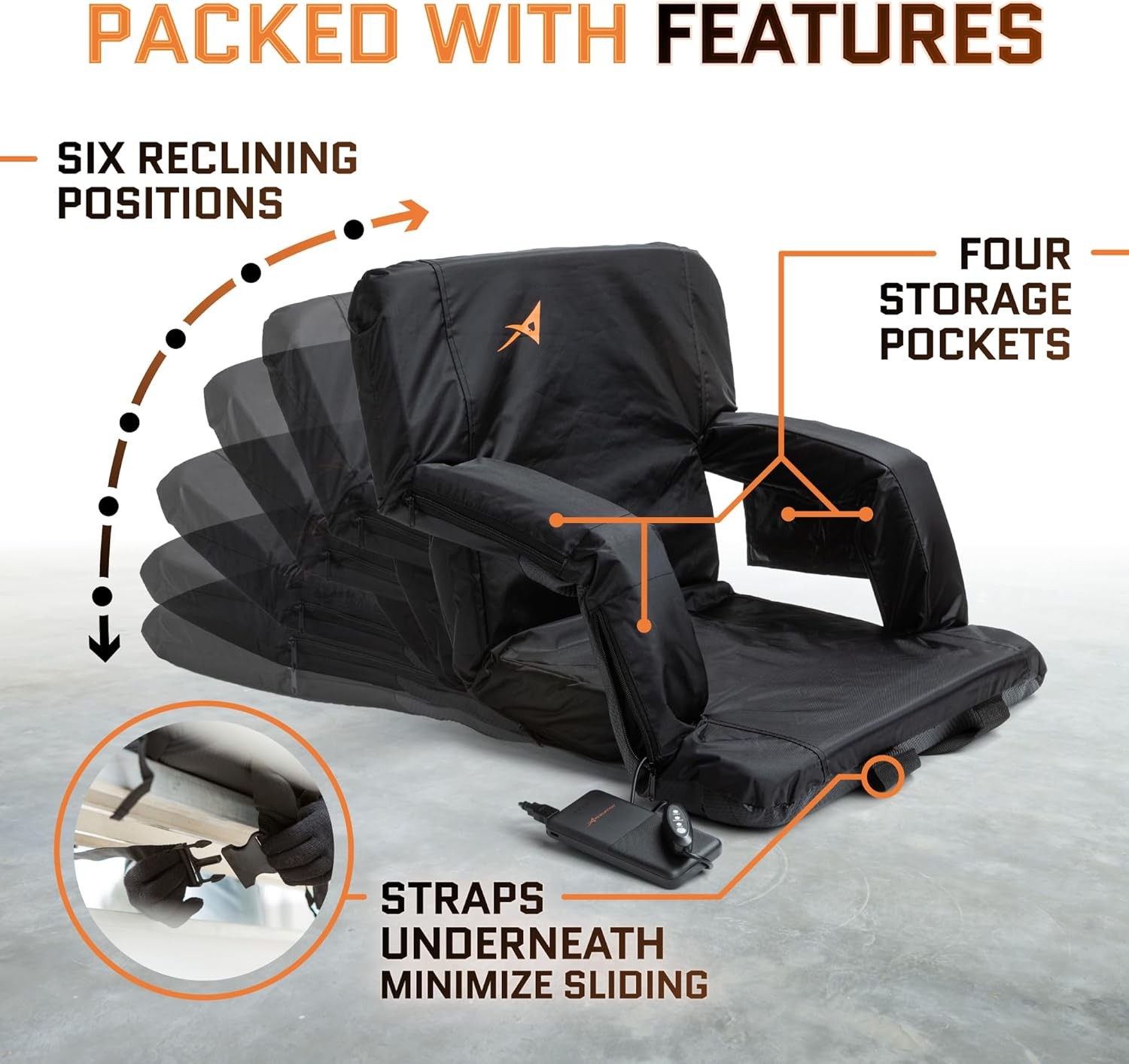 Heated Stadium Seats Bleachers W/ Back Support – USB Battery Foldable Chair