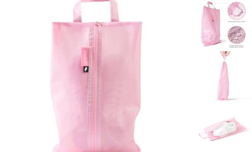 Shoe Bag for Travel, Water-Resistant Shoe Pouch for Gym, Odor Pink 1 Pack
