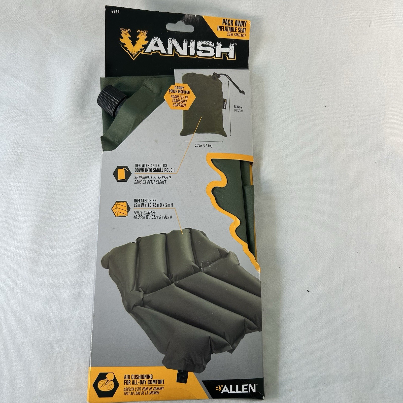 Allen Vanish Pack Away Inflatable Seat Green Cushion Hunting Camping NEW SEALED
