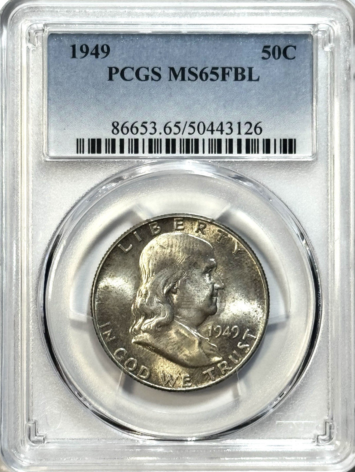 1949 Franklin Half Dollar - PCGS MS65 FBL - Gem BU Full Bell Lines Silver 50C