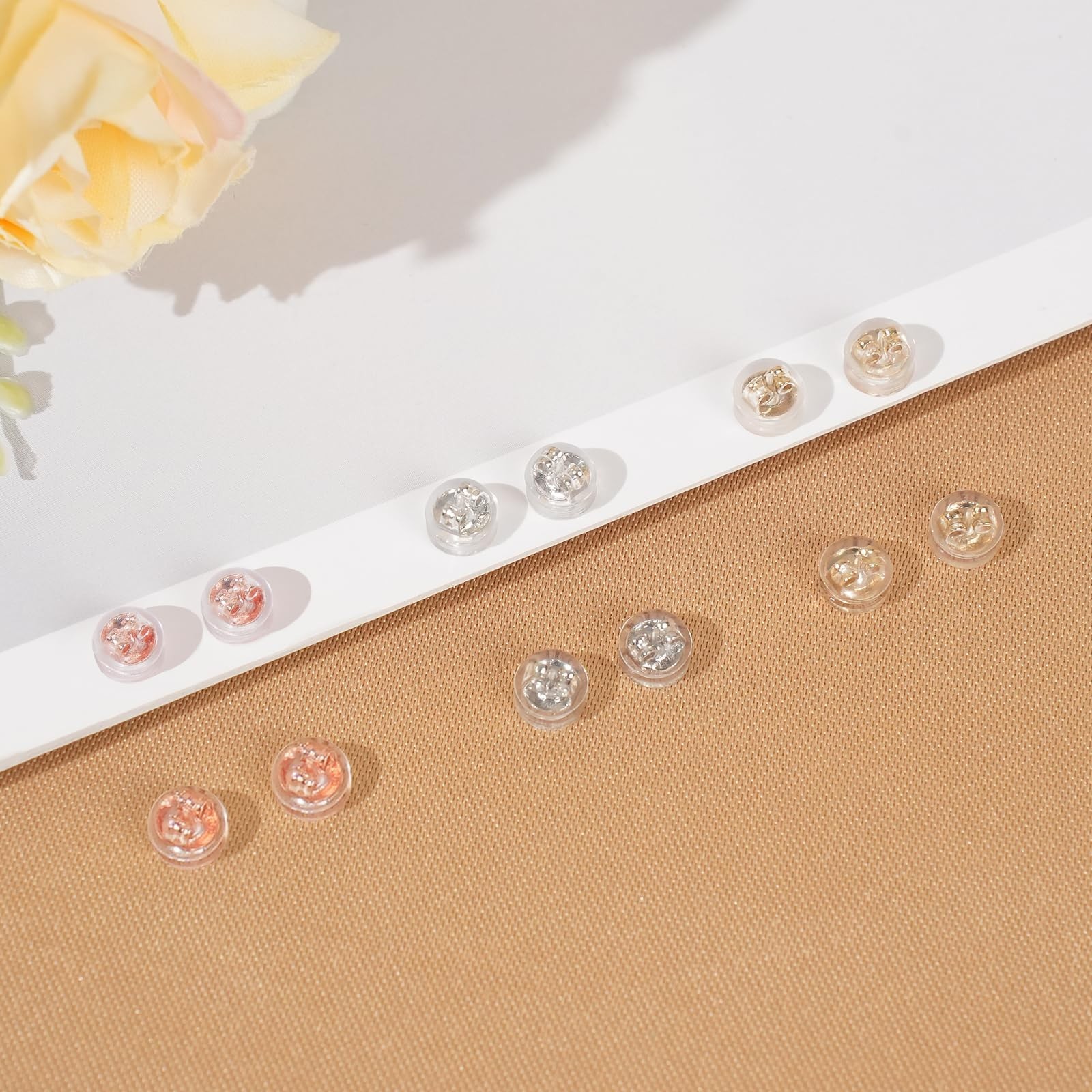 120pcs 18K Gold Earring Backs for Studs, 3 Colors Silicone Earring Backs Repl...