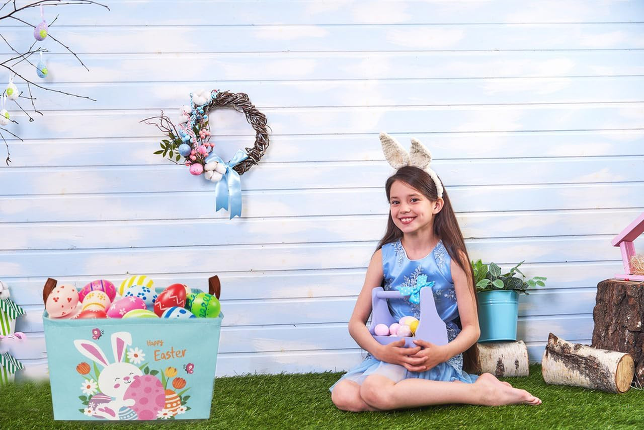 Rectangular Easter Baskets, Easket Basket for Kids.Bunny Easket Basket with Hand