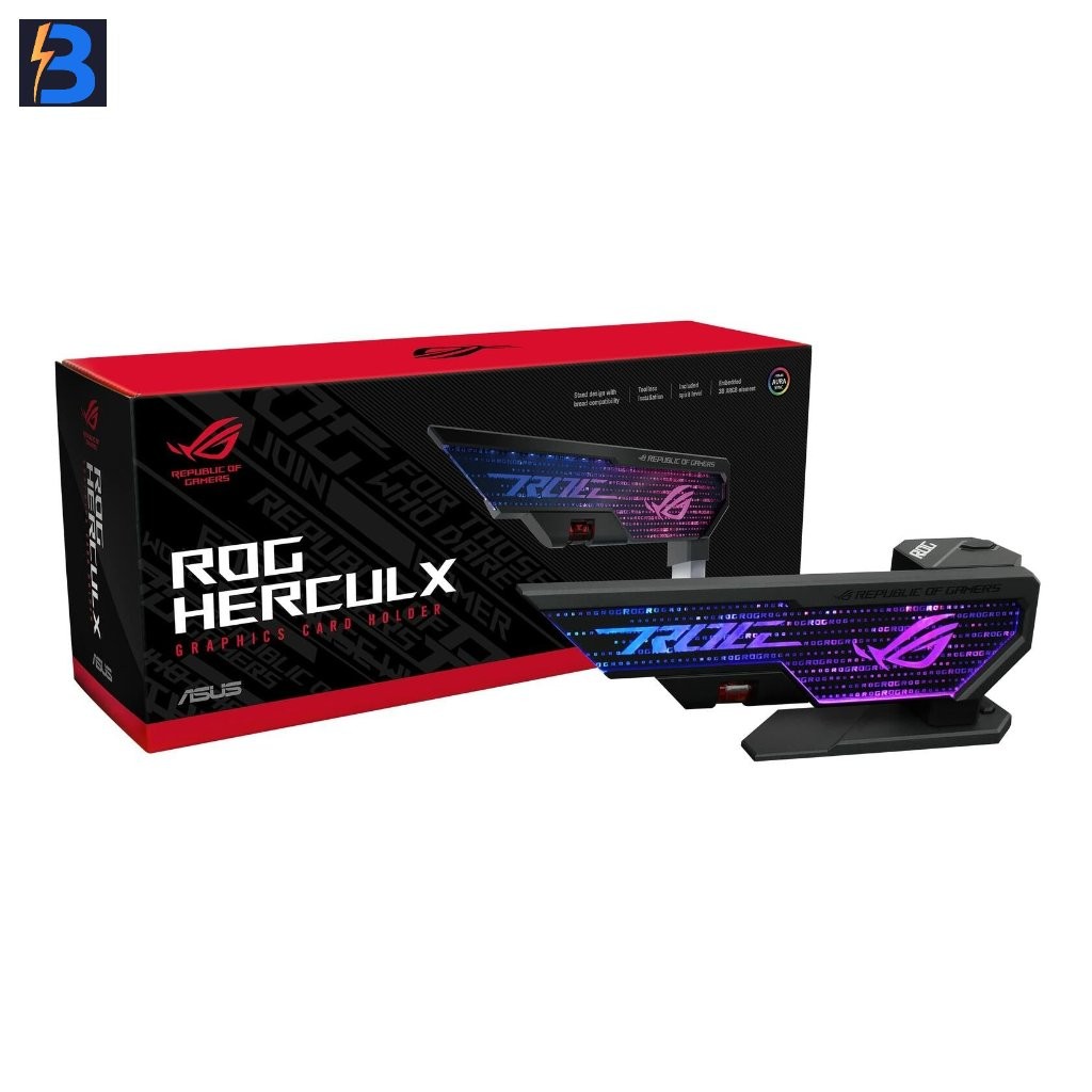 ASUS ROG Herculx Graphics Card Anti-Sag Holder, Incl Spirit Level, Aura Sync RGB