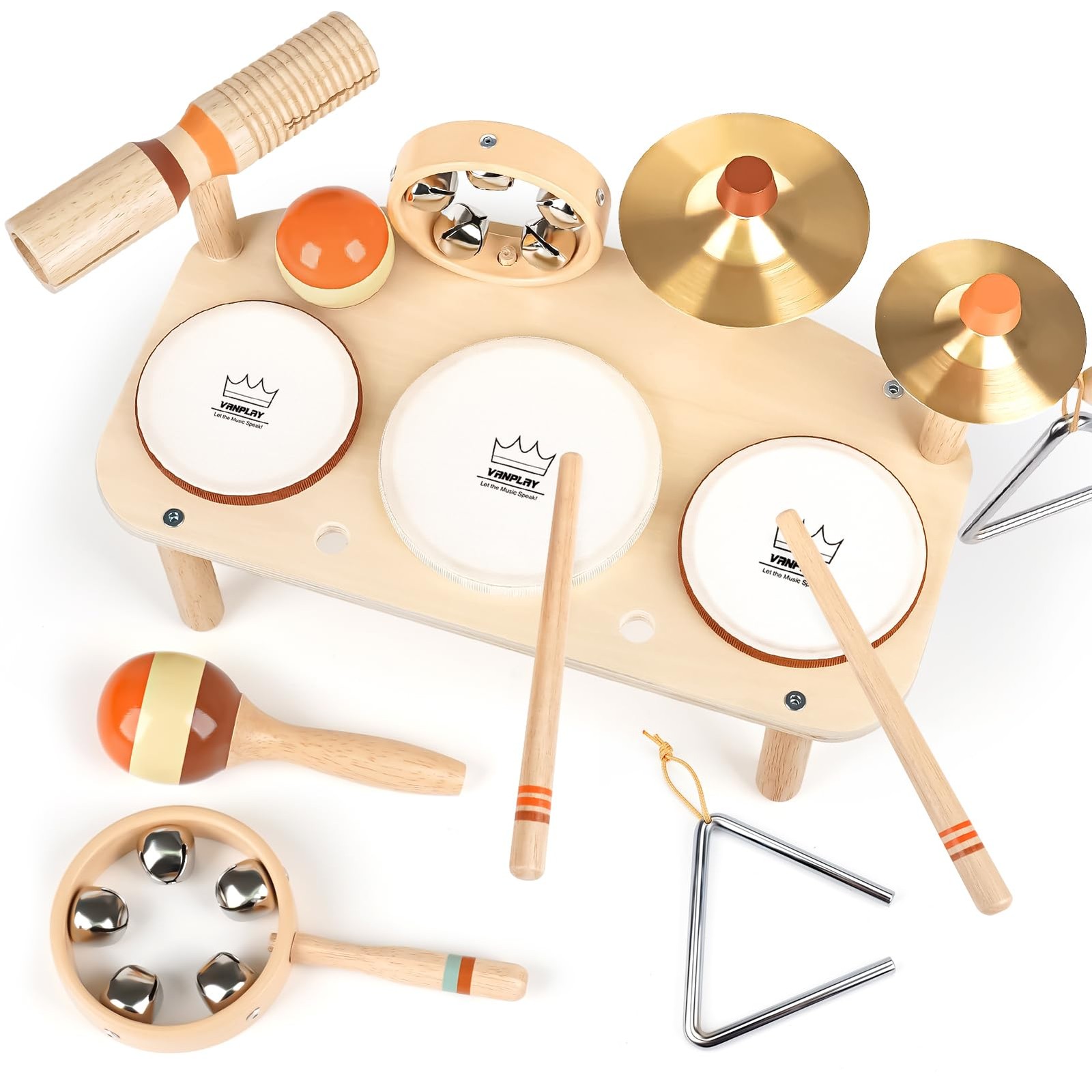 Kids Drum Set - Montessori Toys for 2 Year Old Boy Girl Birthday Gifts, 11 in 1