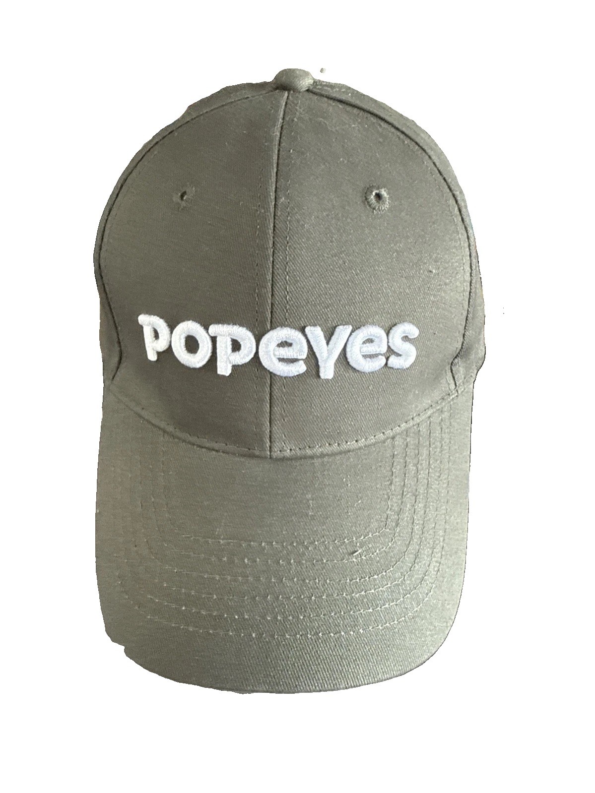 POPEYES in white on Dark Gray Hat Cap Chicken logo on Back Strap Buckle