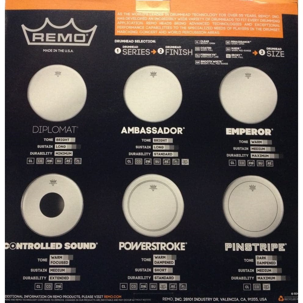 Remo Ambassador Coated Drumhead Pack 10/12/14 w/FREE 14" Ambassador