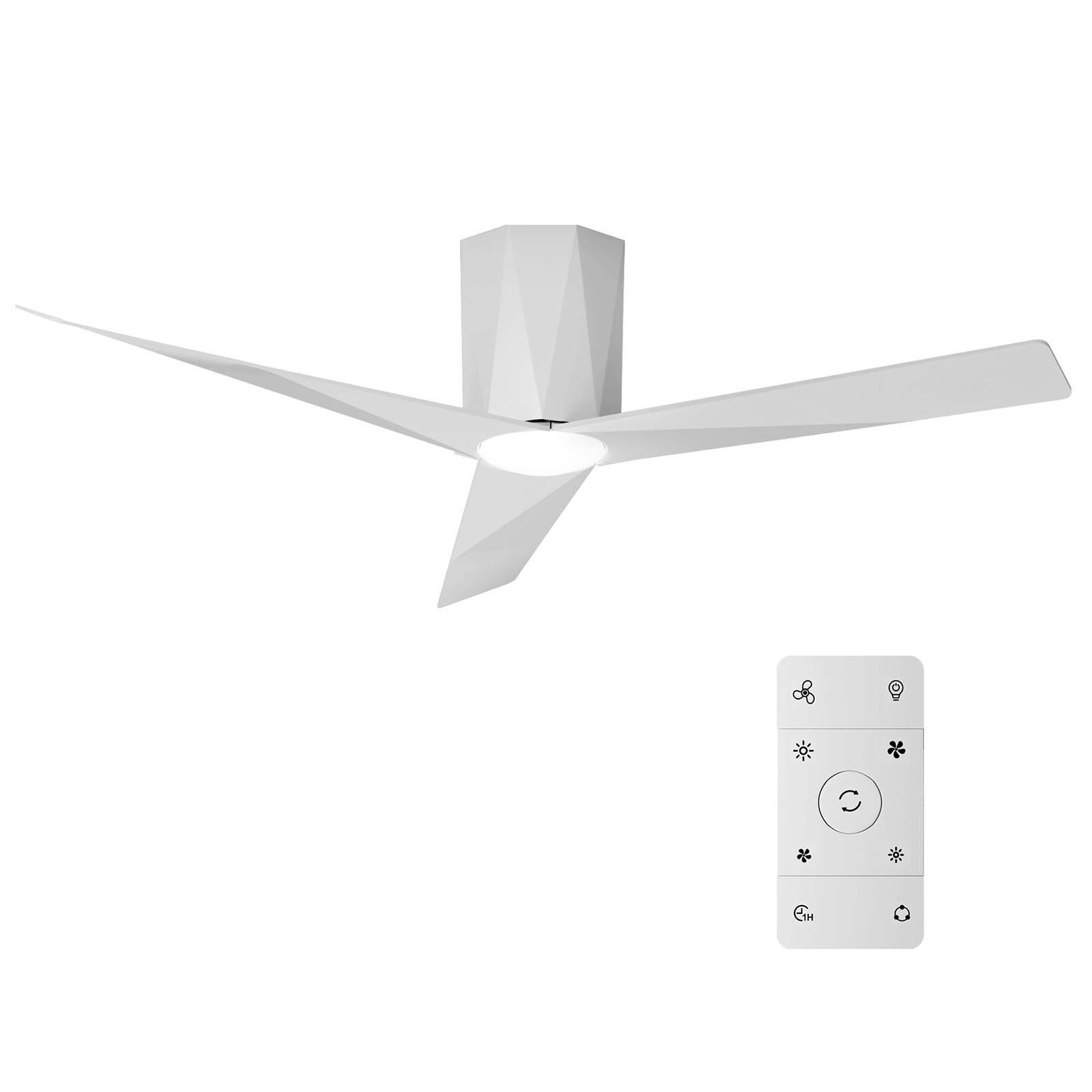 Ceiling Fans with Dimmable Led Lights, 52"Flush Mount Ceiling Fan Remote Control