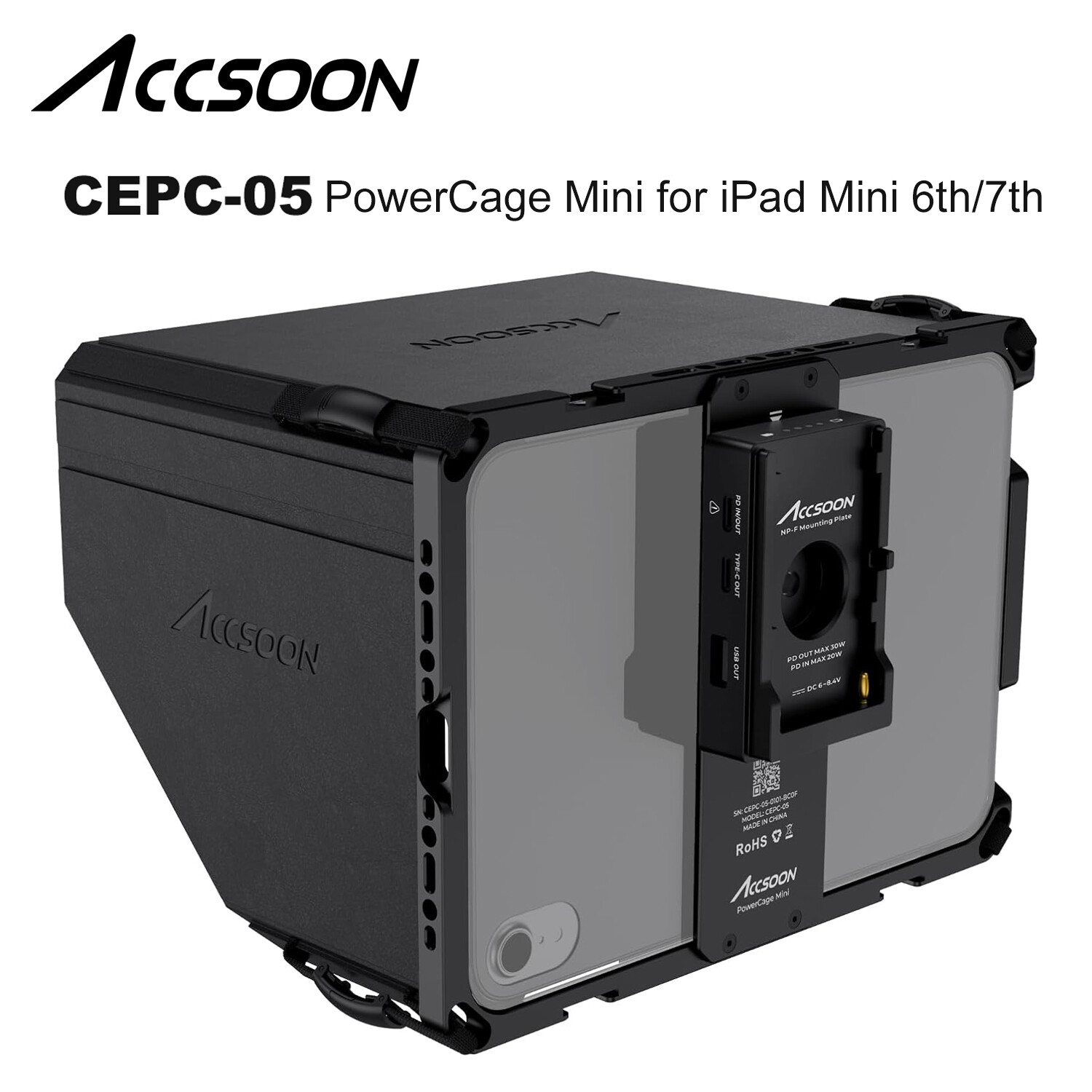 Accsoon PowerCage Mini CEPC-05 Power Supply Sunshade for iPad Mini 7 iPad Mini 6