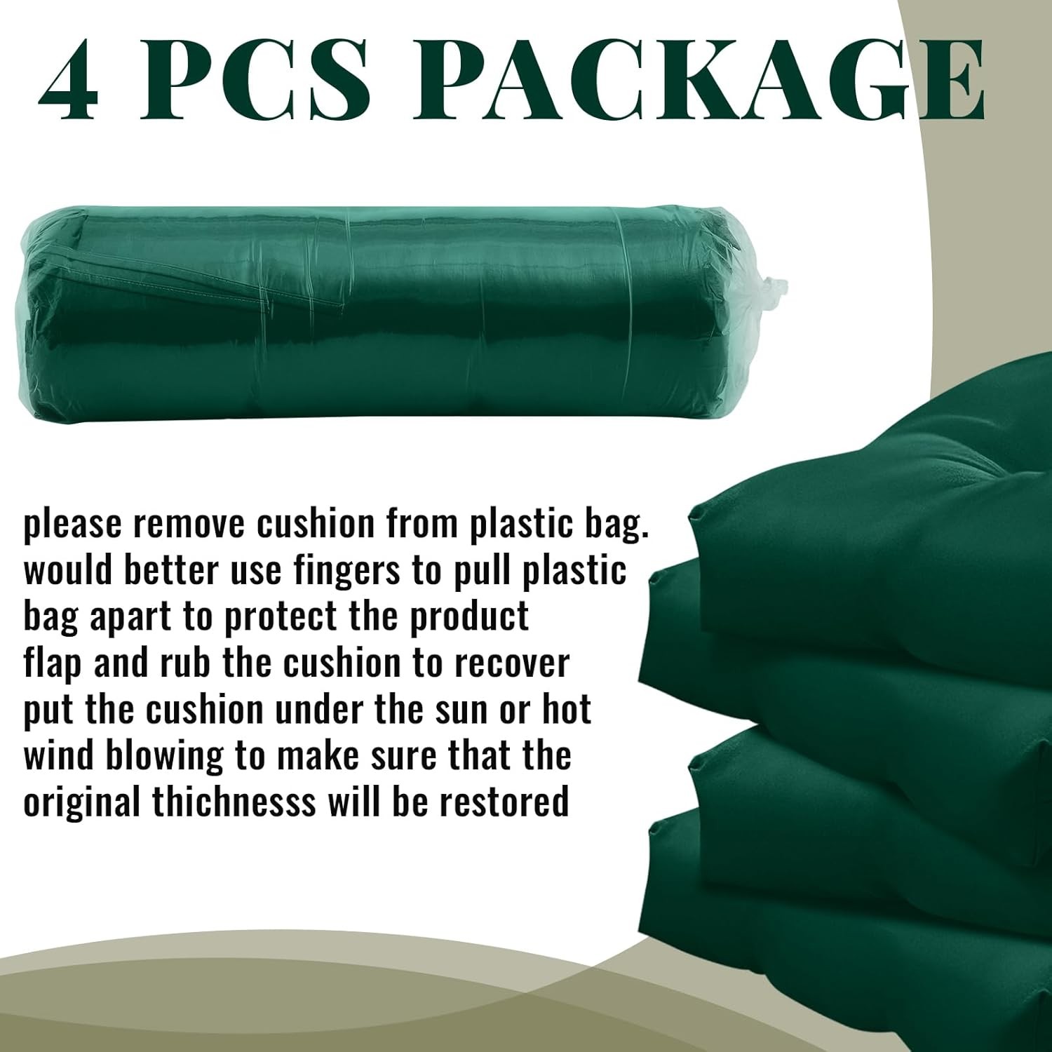 Sintuff 4 Pcs Patio Chair Cushions 44x21x4 Teal