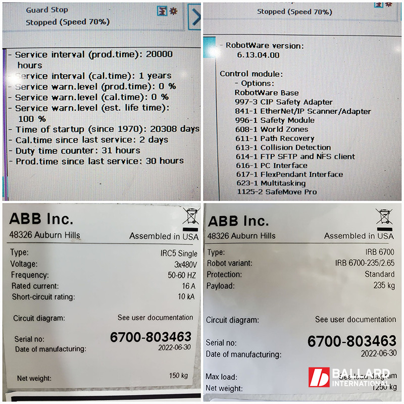 ABB IRB 6700-235/2.65 Robot Complete w/ IRC5 Controller - 31 Hours! - 803463
