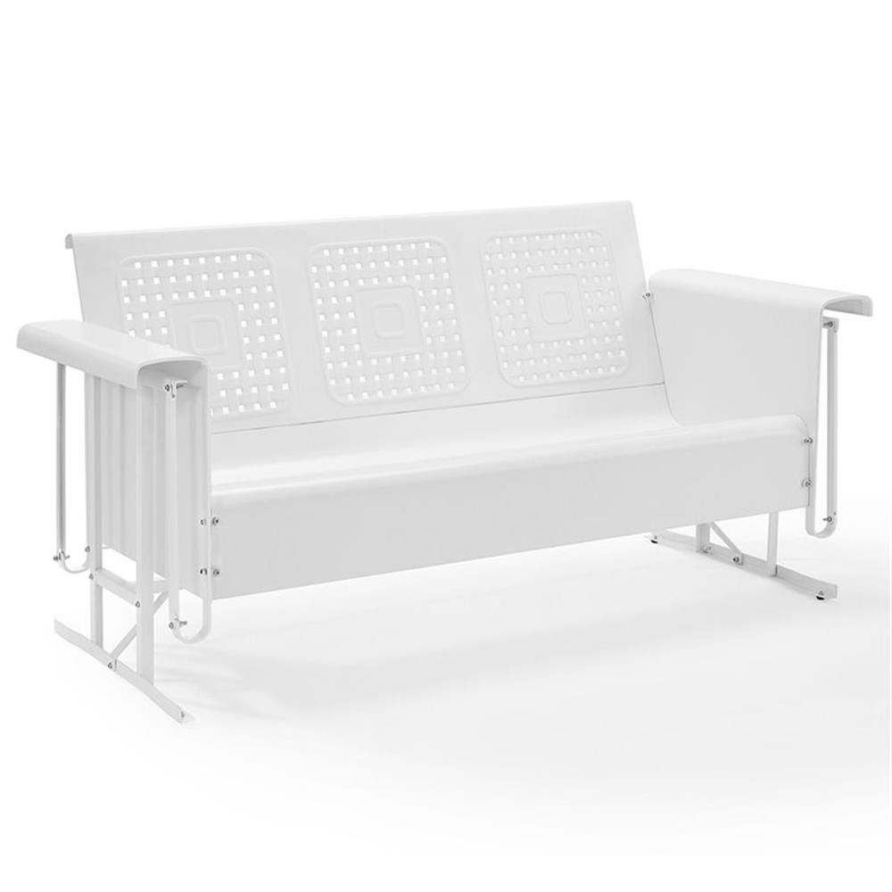 Crosley Furniture Bates Metal Steel Gliding Patio Sofa in White