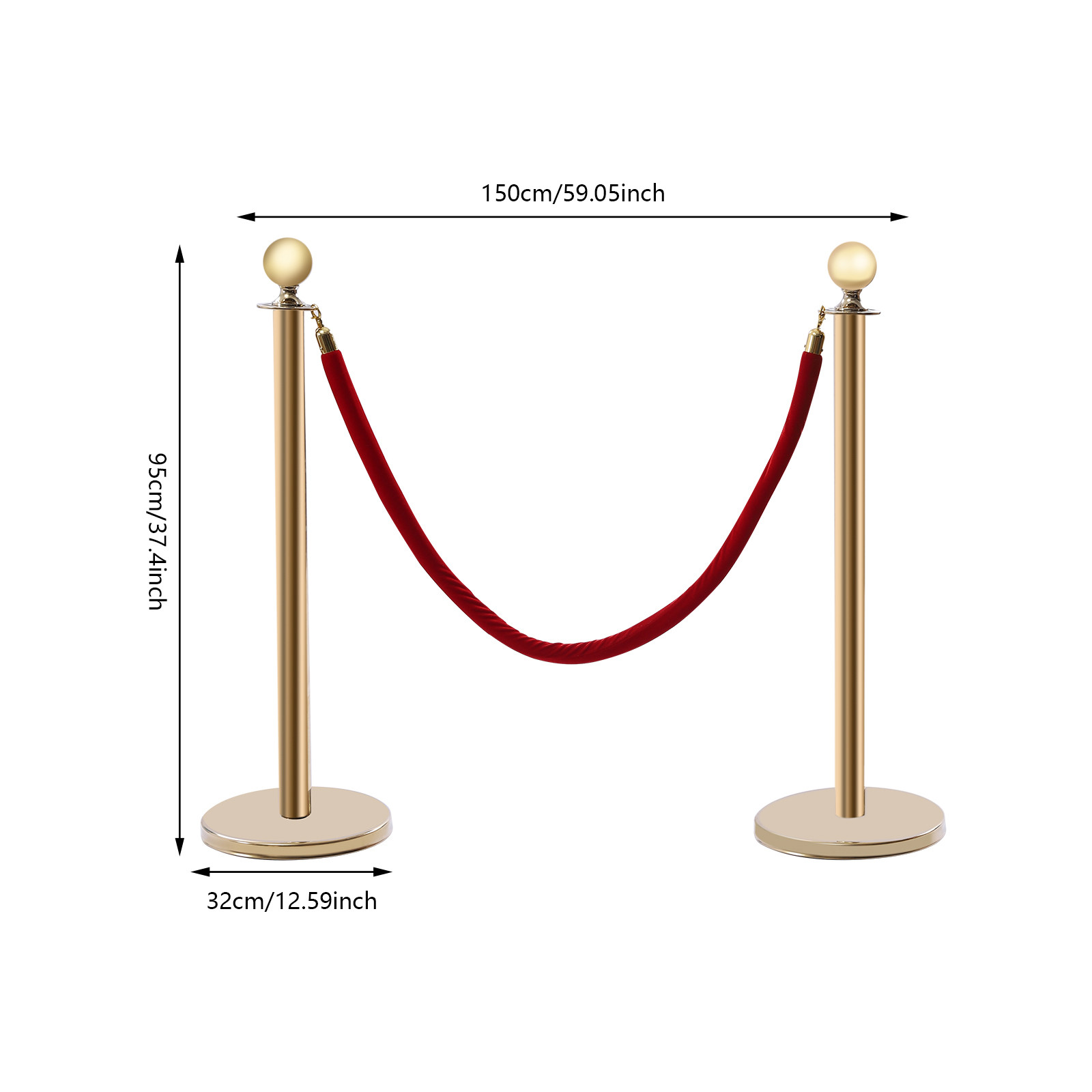 6Pcs Golden Stanchion Posts w/ 4 Velvet Ropes Crowd Control Queue Pole Barrier!