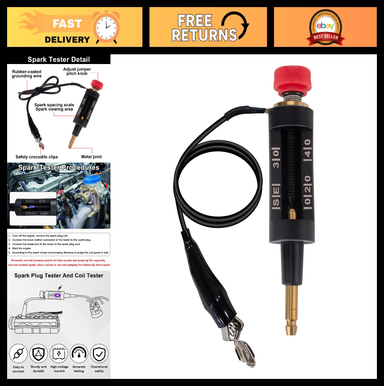 Adjustable Spark Plug Tester & Ignition Coil Tester - Automotive Diagnostic Tool