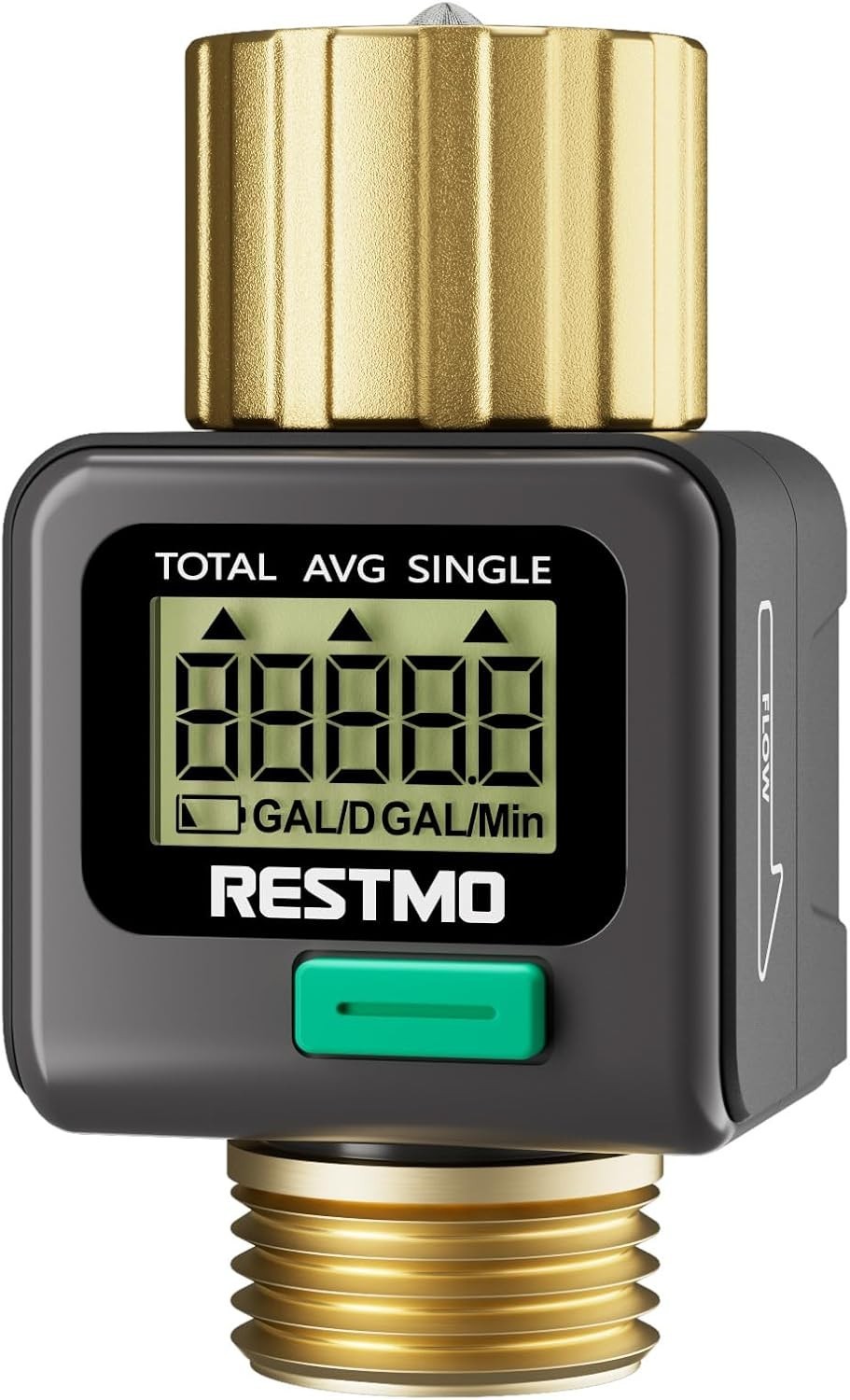 New Water Flow Meter with Brass Inlet & Outlet, Measure Gallon/Liter Consumpt