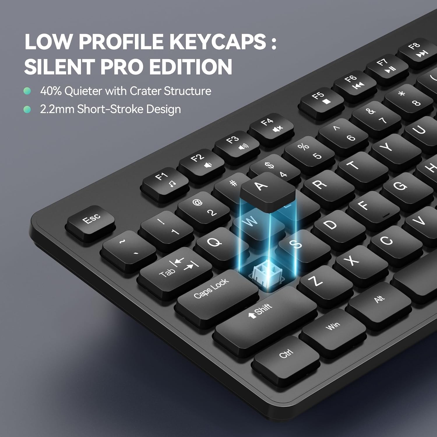 Quiet Full-Size USB Keyboard – Silent Membrane, 104 Keys