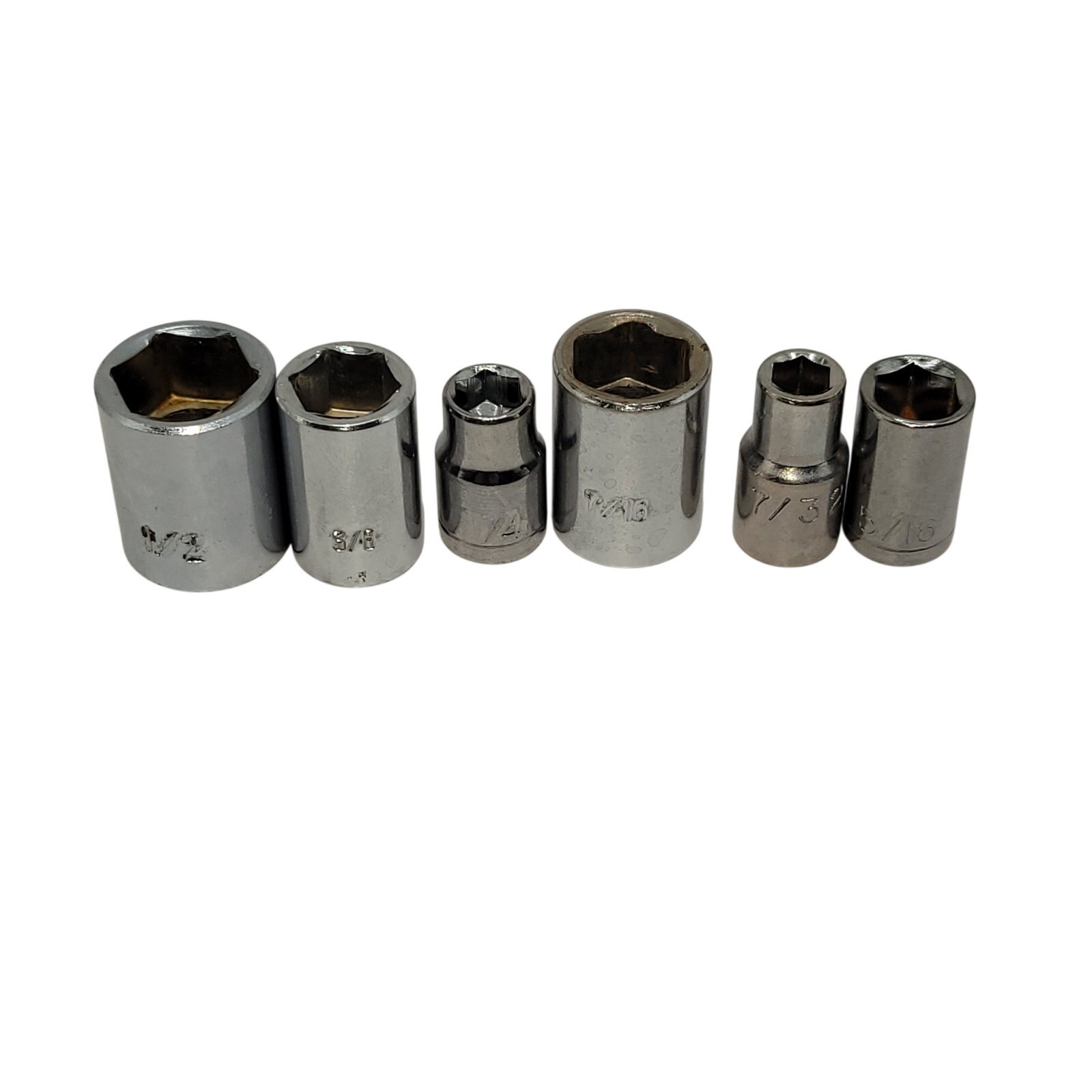 6pc 1/4" drive mixed socket lot SAE 6PT – see description for details