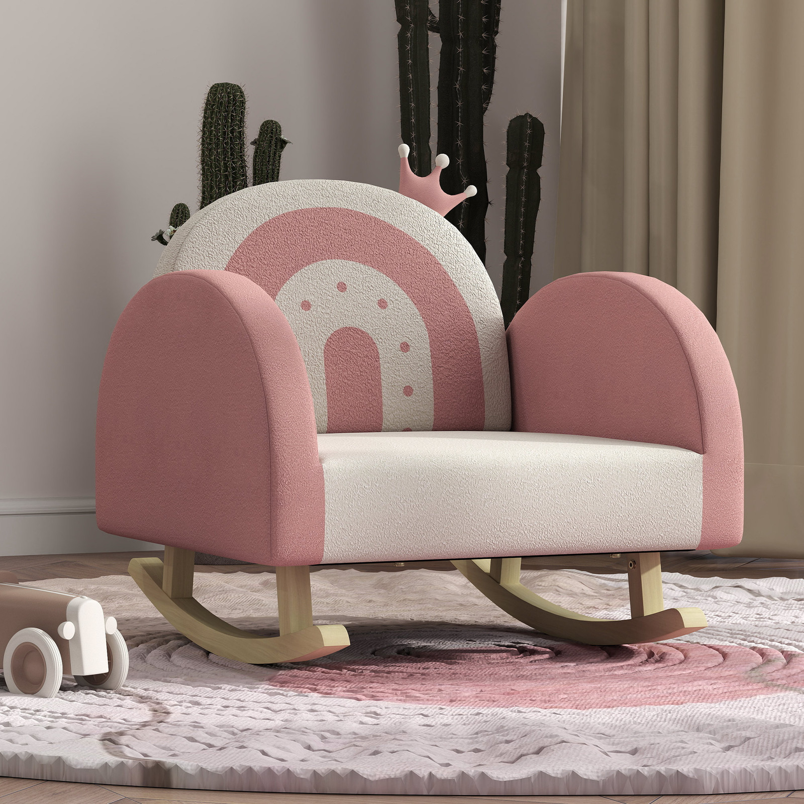 Kids Sofa, Rocking Toddler Sofa Chair, Gift for 18-36 Months, Pink