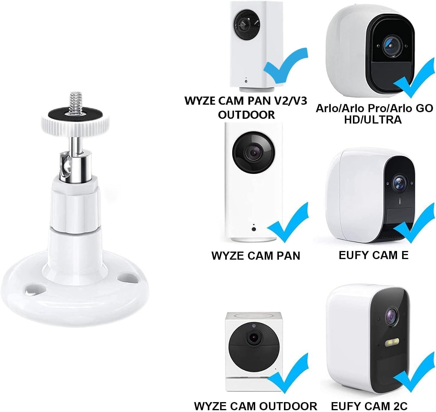 2 Pack Adjustable Ceiling Wall Mount Kit for Plug-in Ring HD Security...