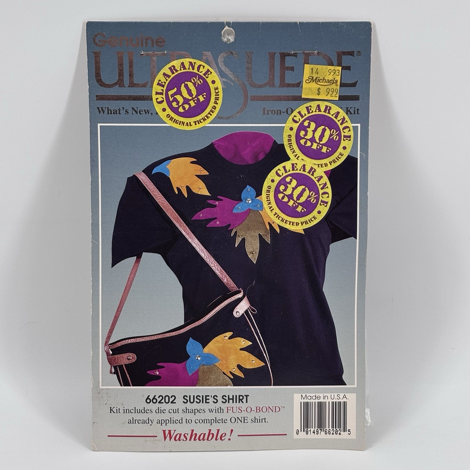Ultra Suede Iron On Appliqué Kit Fus-O-Bond 66202 Susie’s Shirt Vintage 90s