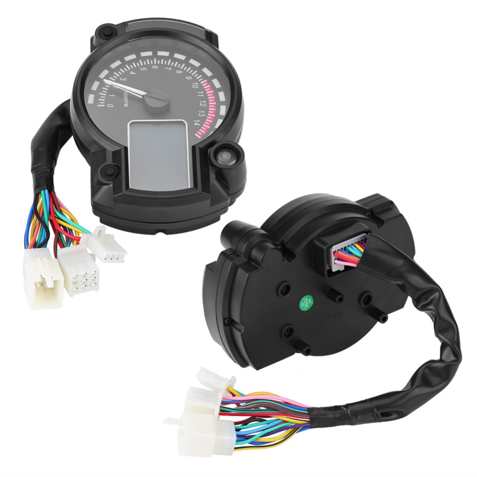 Digital LCD Display Motorcycle Speedometer Odometer Tachometer 7 Color Adjusting