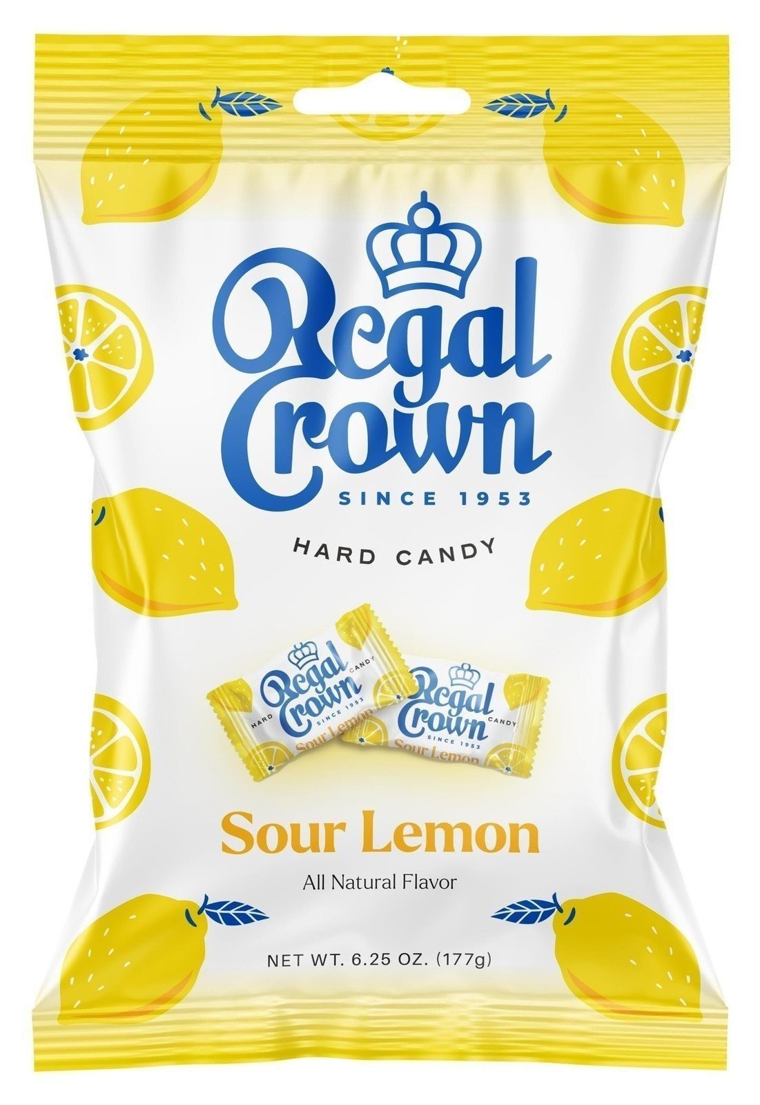 Regal Crown Sour Lemon, 6.25 Ounce Bag (Pack of 1), Individually Wrapped Hard...