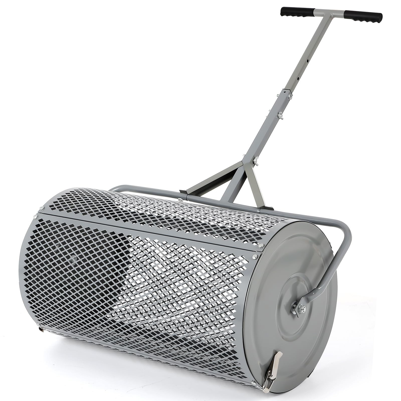 FAHKNS 27inchs Compost Spreader, Metal Roller Spreader for Lawn and Gray
