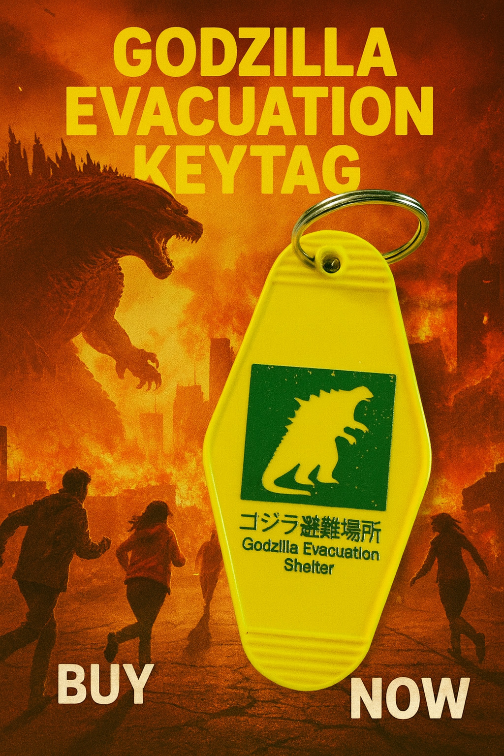Godzilla Evacuation Center Key Tag: Prepare for the Apocalypse in Style