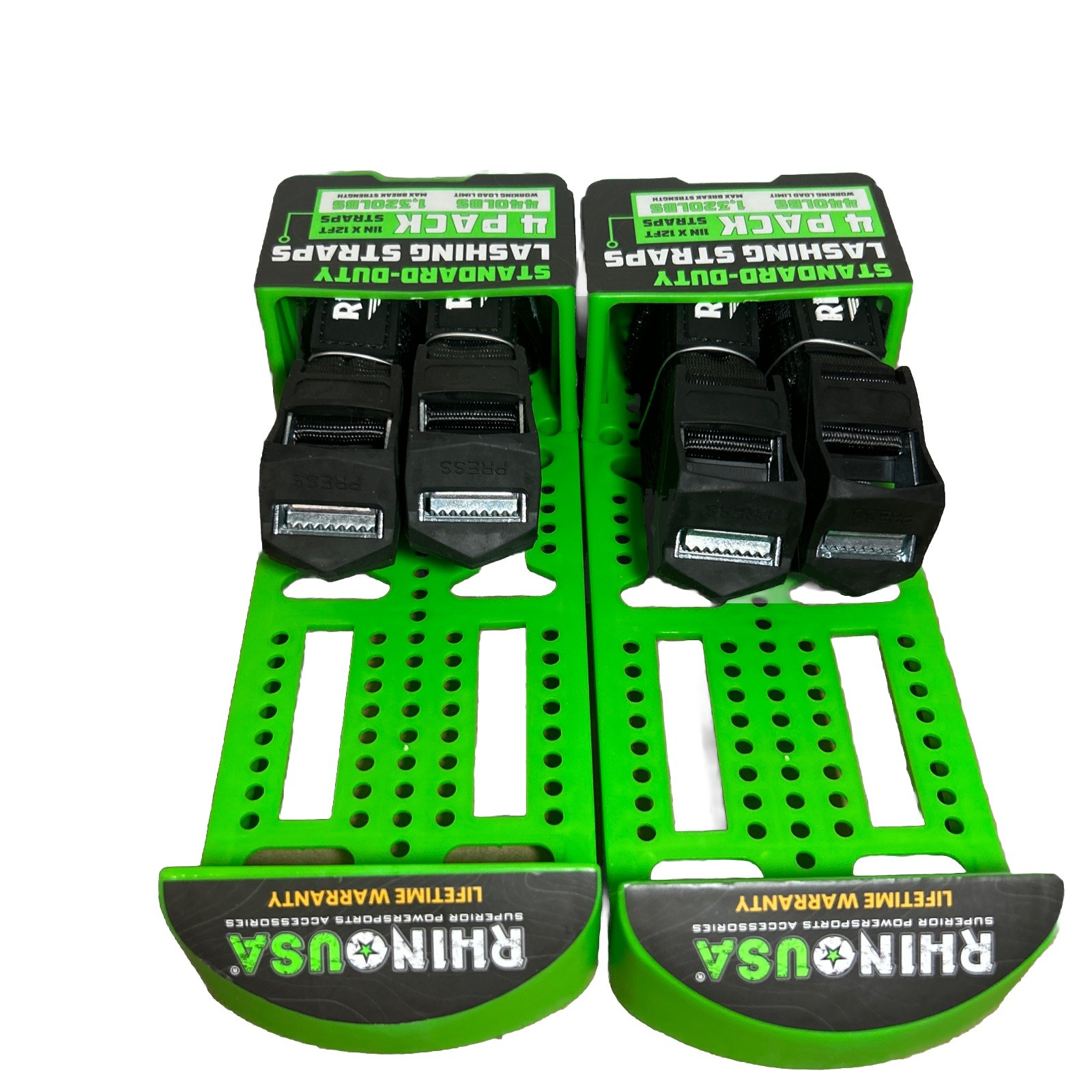 4pk  Rhino USA Lashing Straps Cargo Tie Downs 1,320lb lab Inspected Max Break