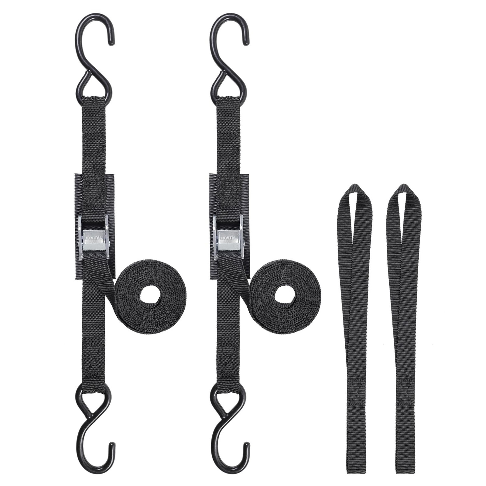 EXVITAL Tie Down Straps with Hook Cam Buckle Straps 1" x 8’ 1200lbs Break