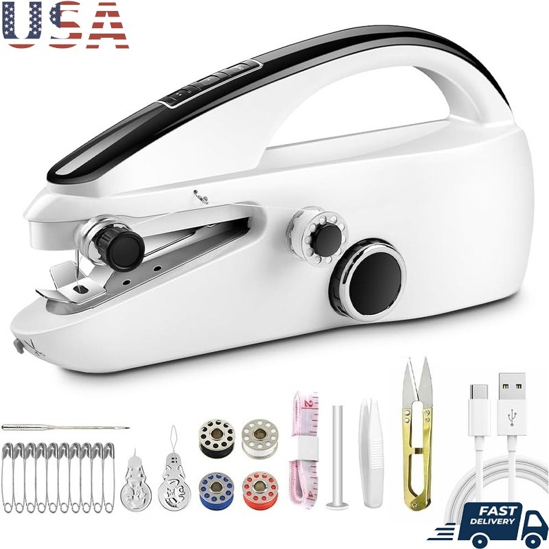 Portable Mini Handheld Sewing Machine Electric Device Two Speed Dual Power New