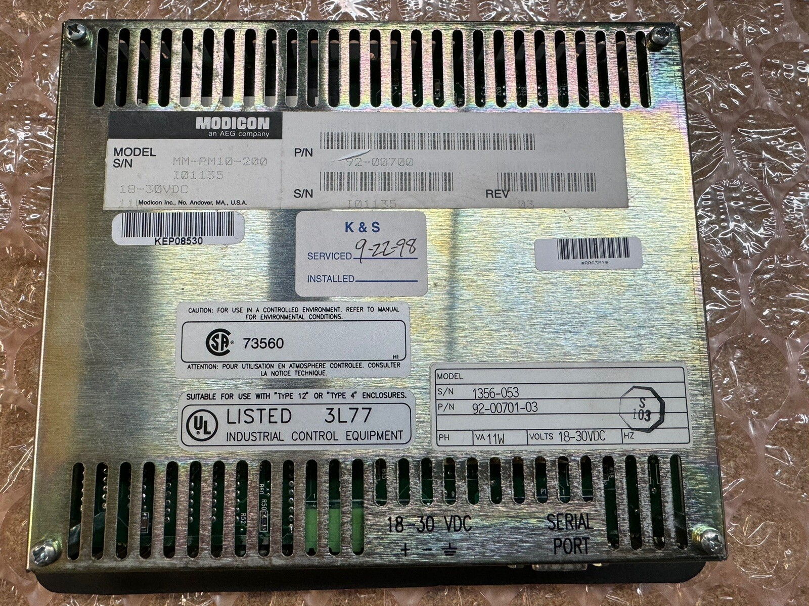 Modicon MM-PM10-200 92-00757-02 Panel Mate Plus 18 28 VDC