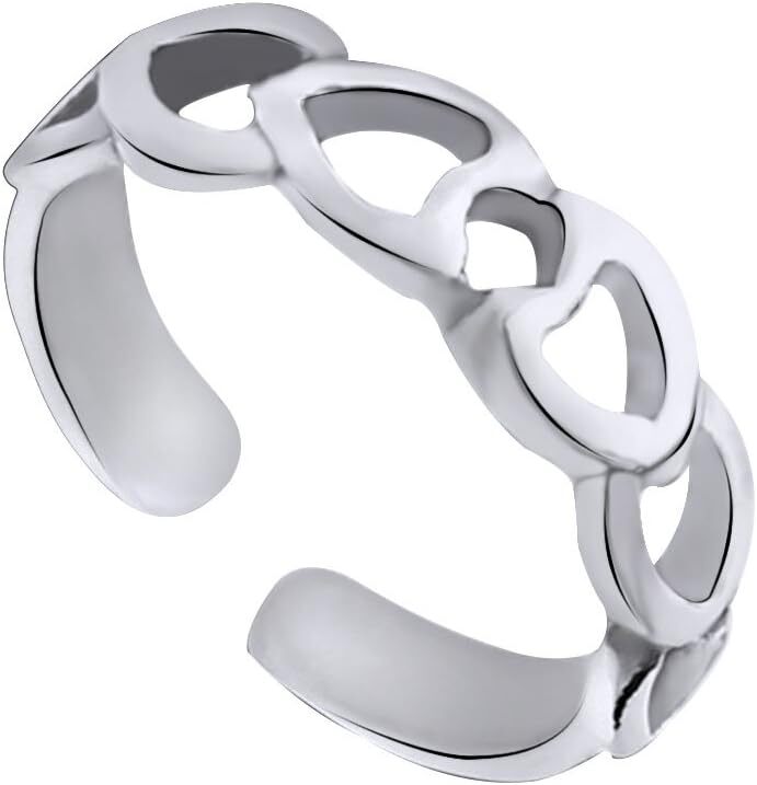Adjustable Devil Hearts Toe Ring Jewelry For Womens 925 Sterling Silver