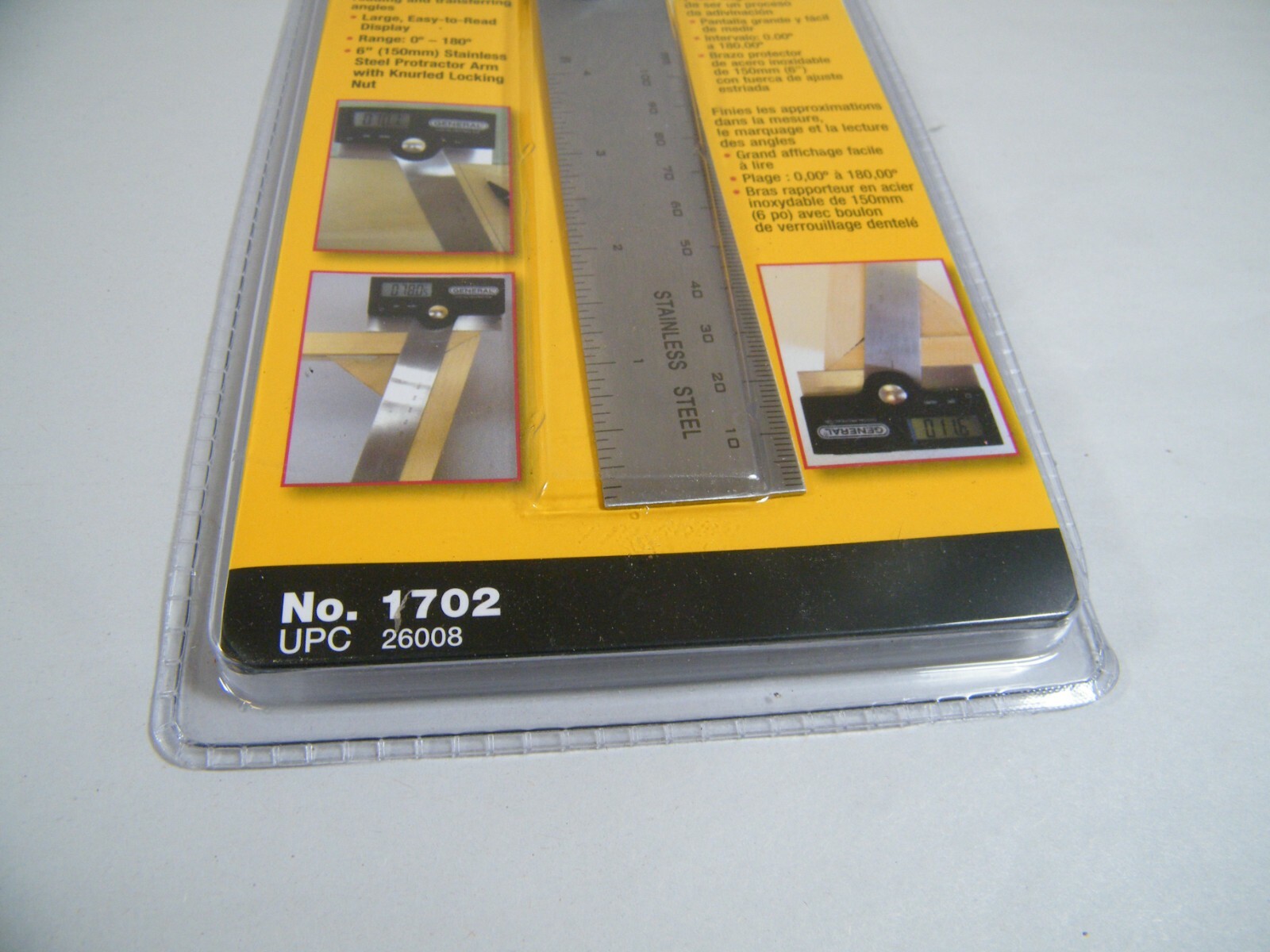 ULTRATECH GENERAL PRO-ANGLE 6" DIGITAL PROTRACTOR 0-180 DEGREES NO. 1702, NEW