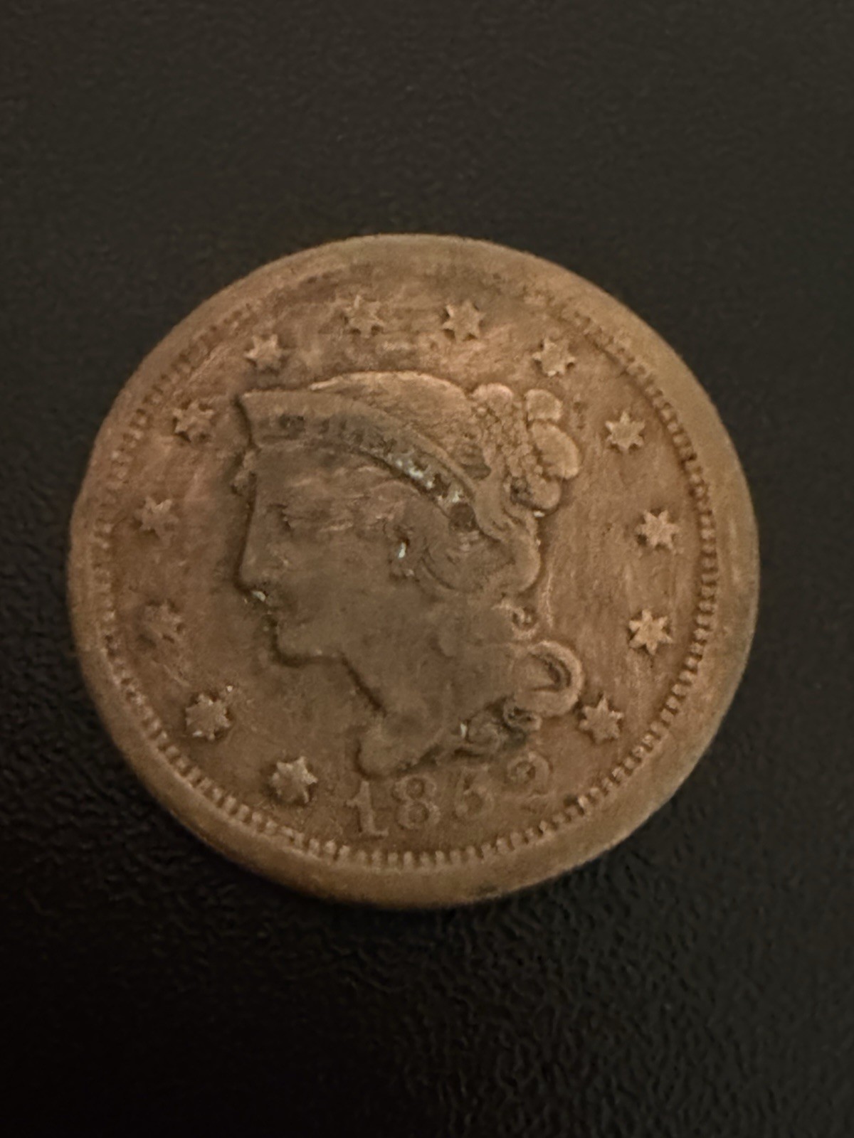 1852 Large Cent VG/F