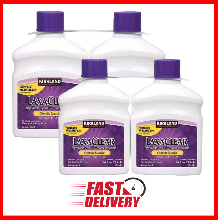 2 Pack Kirkland LaxaClear  200 Doses Compare to MiraLAX Polyethylene Glycol 3350