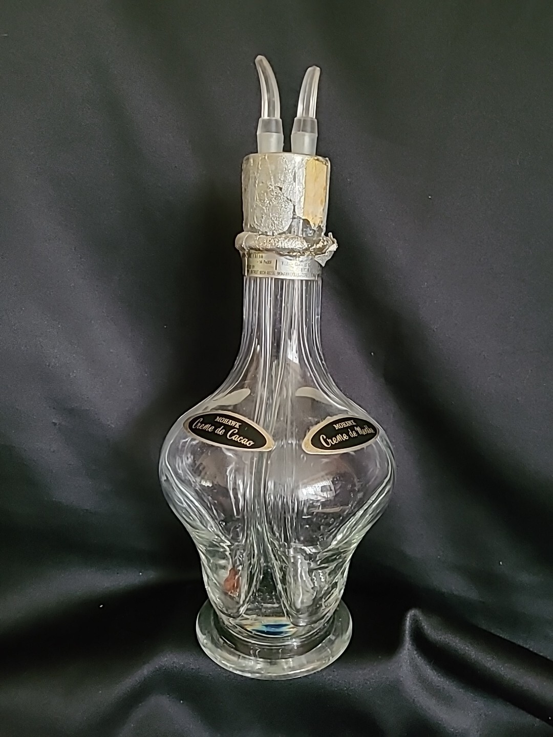 MOHAWK Liquor Decanter Divided Bottle w/ pour spouts four sections made n France
