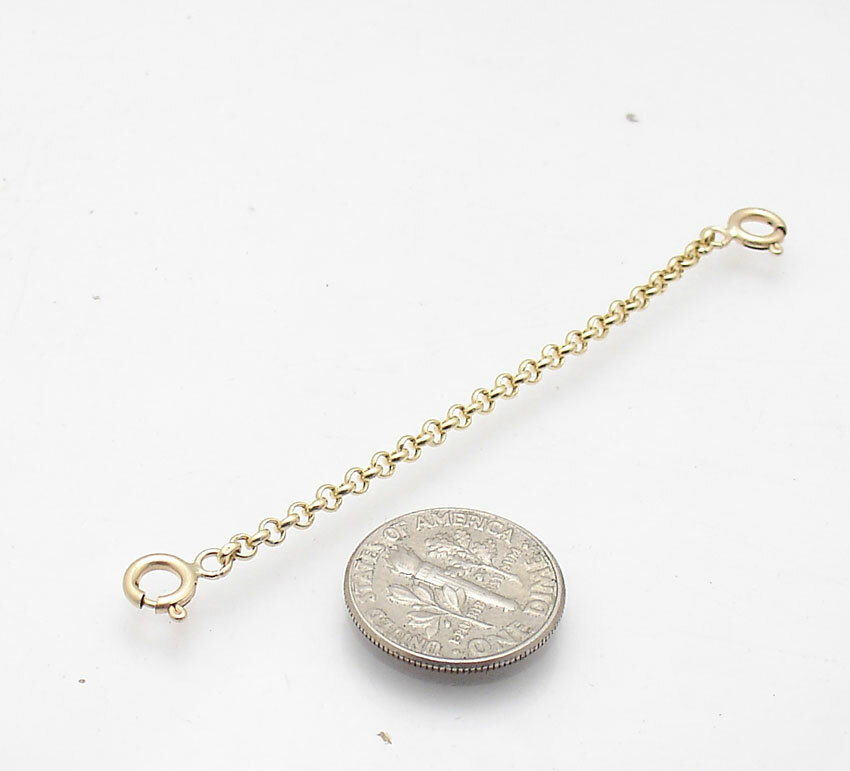 2.4mm Double Lock Cable Rolo Chain Necklace Extender Real Solid 14K Yellow Gold