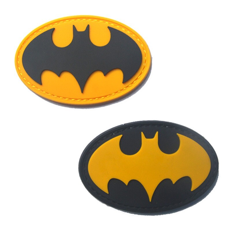 2PCS Superman Batman Herio Cartoon Logo Tactical Rubber Hook Loop Patch Badge