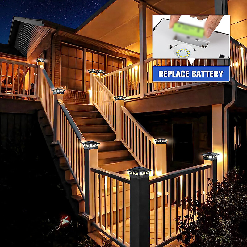 8Pcs Outdoor Flame Light Solar Post Deck Fence Cap 4x4/6x6 Bright Light