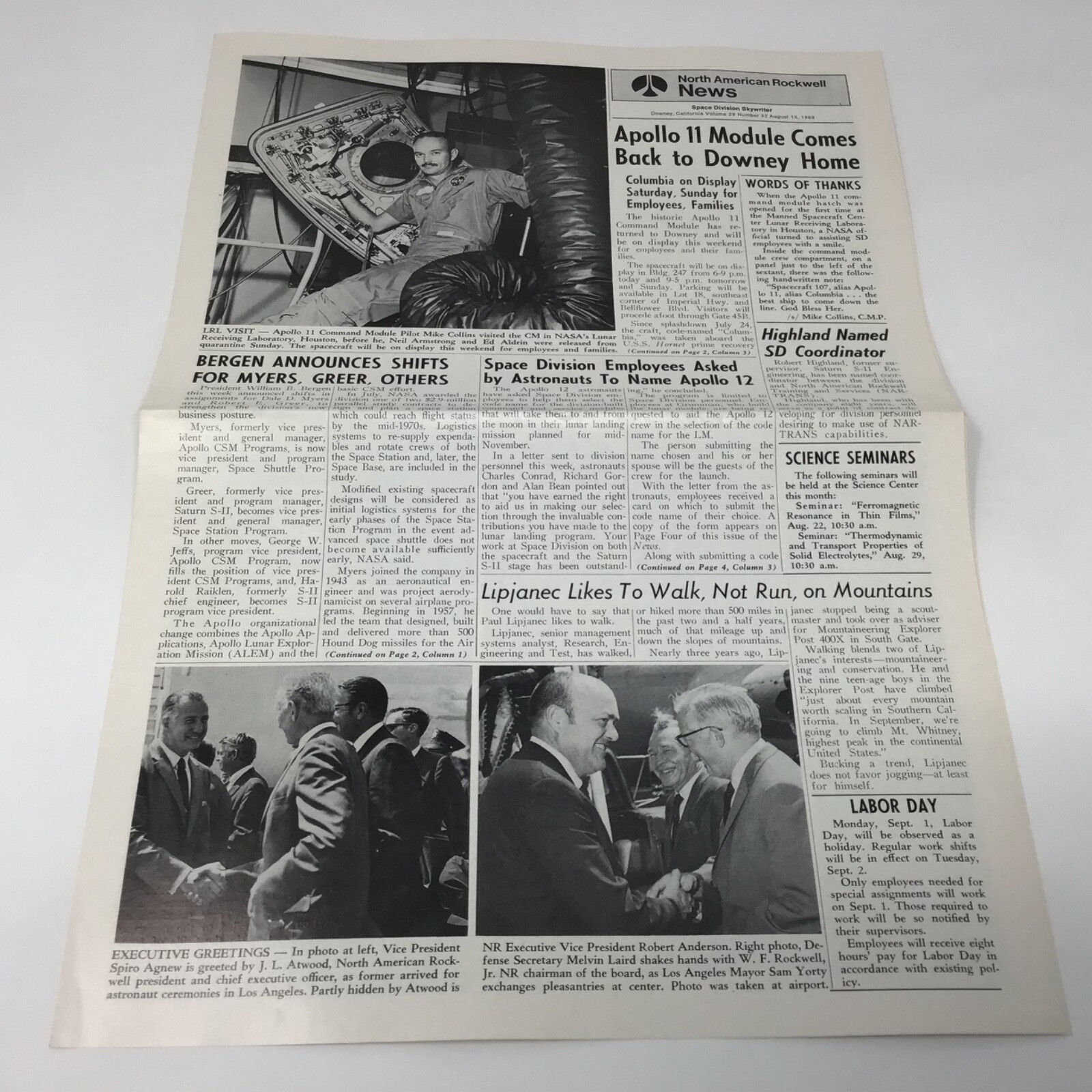 August 15,  1969 NORTH AMERICAN ROCKWELL NEWS volume 29 Number 32