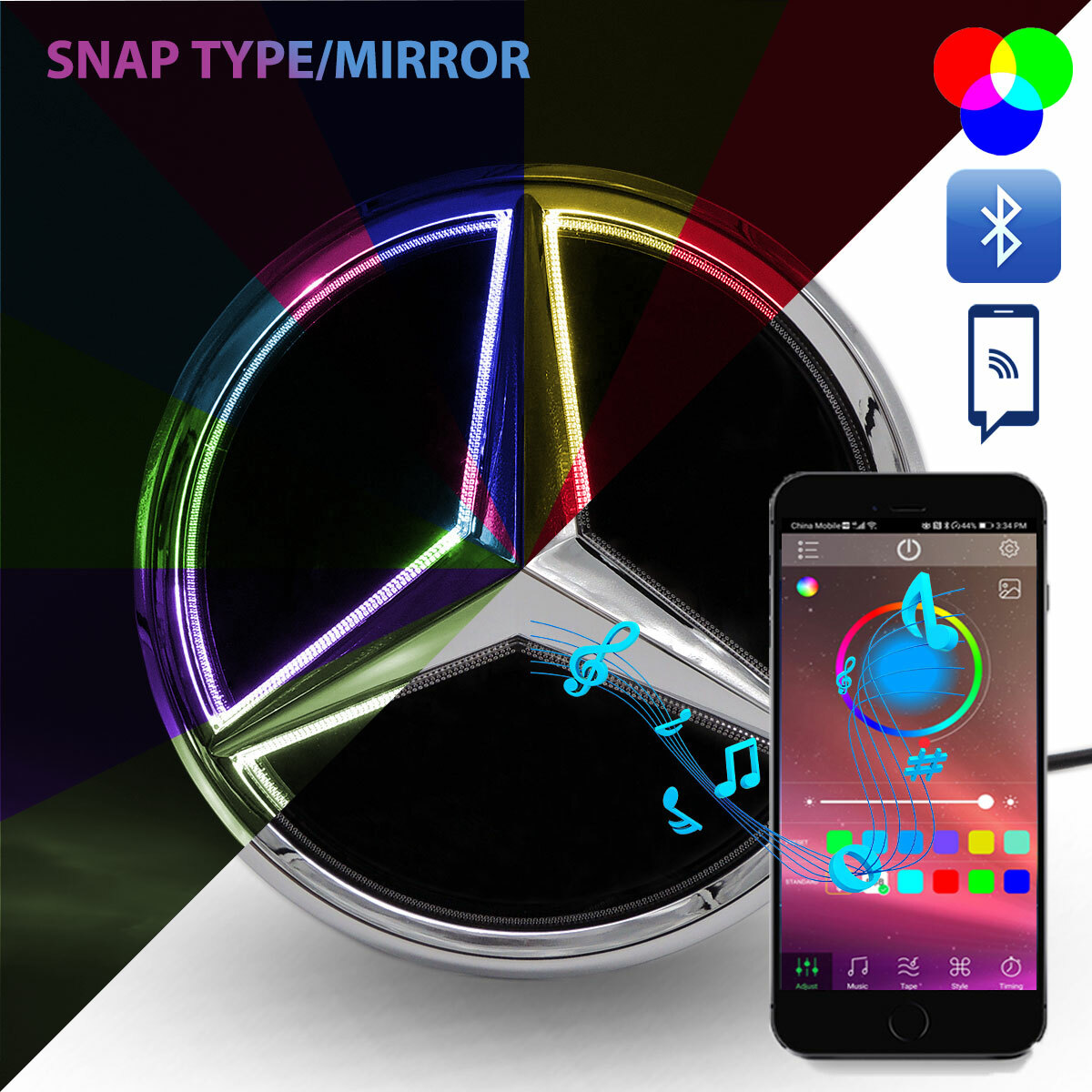 Rgb Colorful Led Grill Badge Light For Mercedes-Benz W204 C180 C200CGI C200 C300