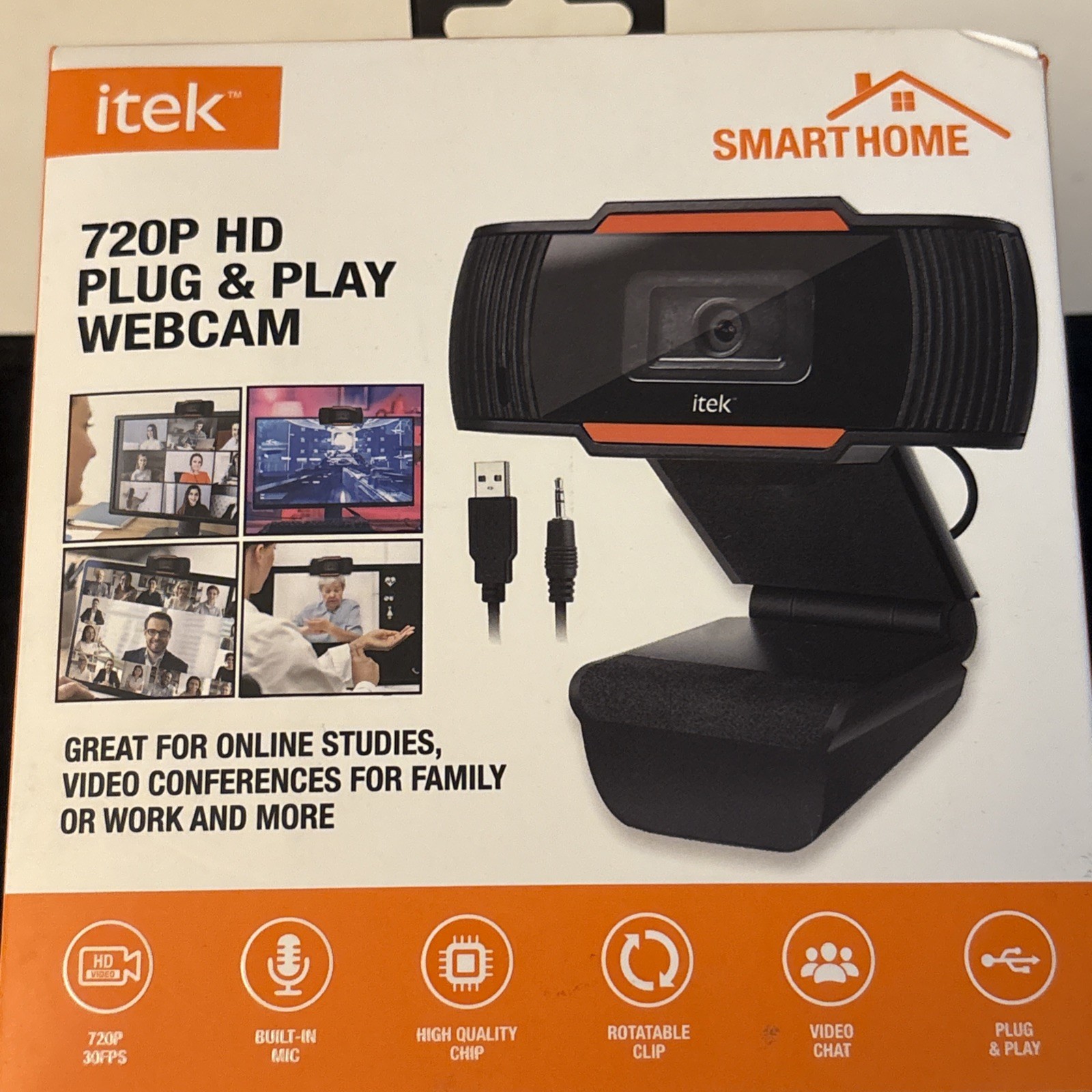 iTek Smart Home HD 720P Plug and Play Webcam w/ Built-in Microphone - 30fps