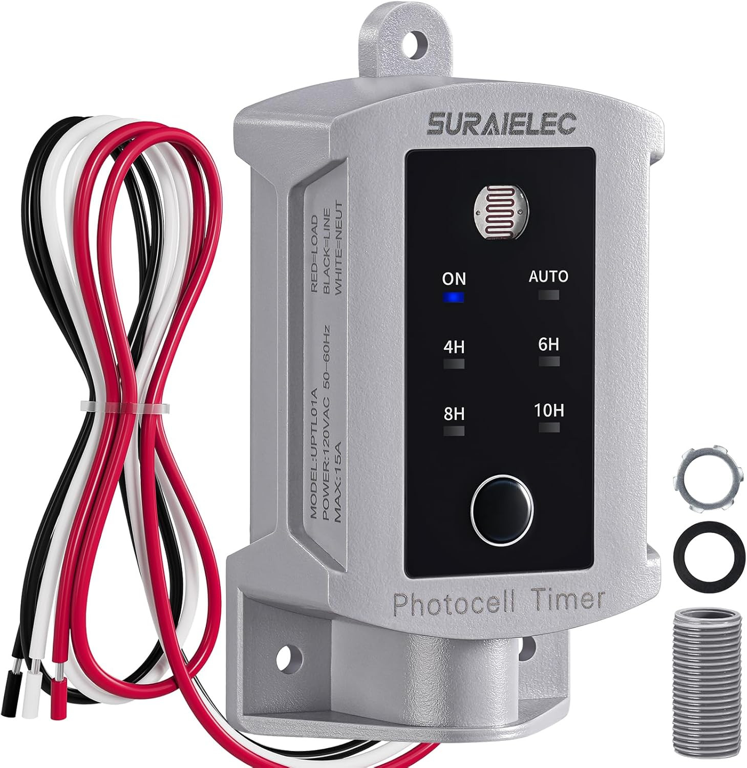 SURAIELEC 15 AMP Dusk to Dawn Timer Switch for Outdoor Electrical Boxes, 120V Ph