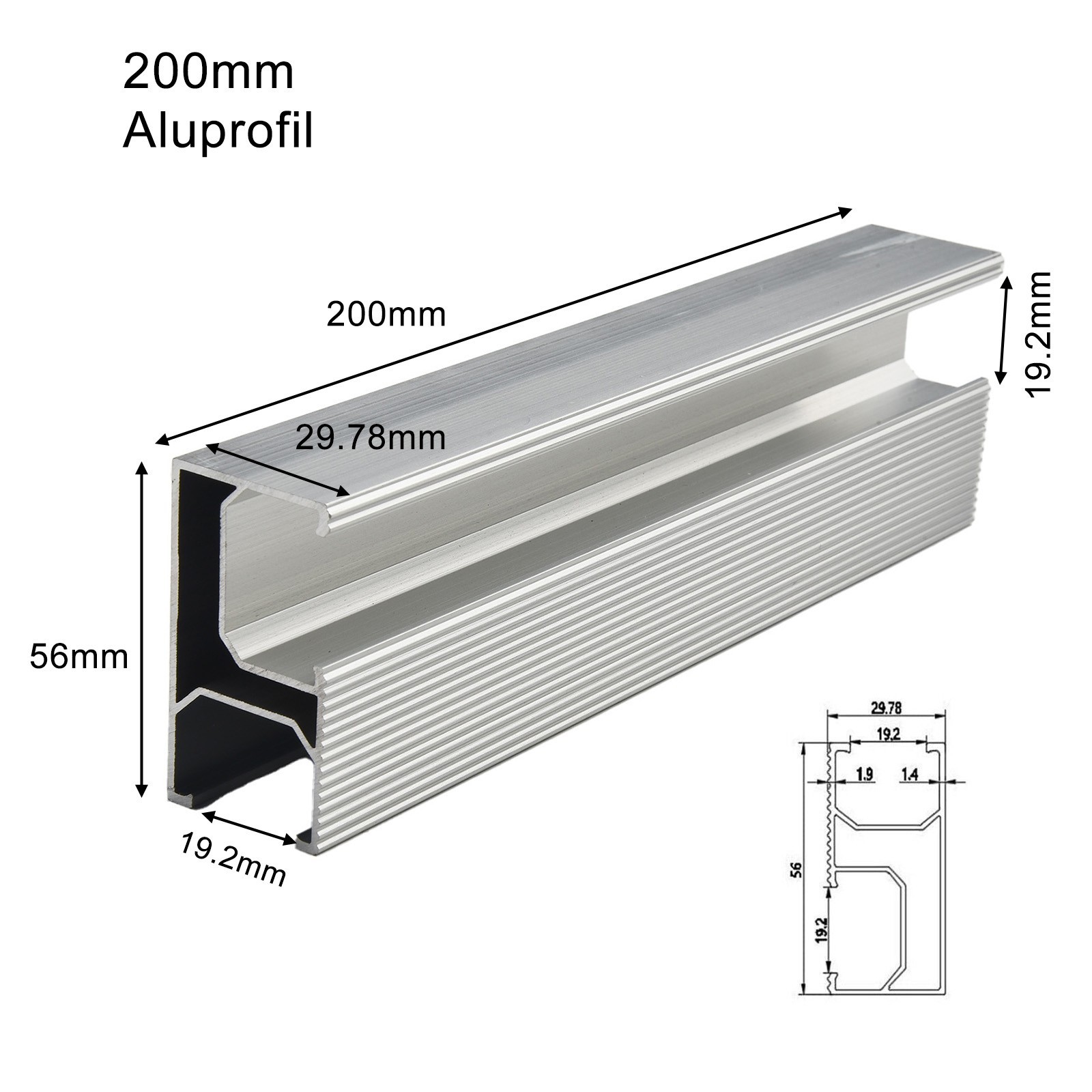 Solar Panel Mounting Rails with Aluminum Brackets 20CM Length