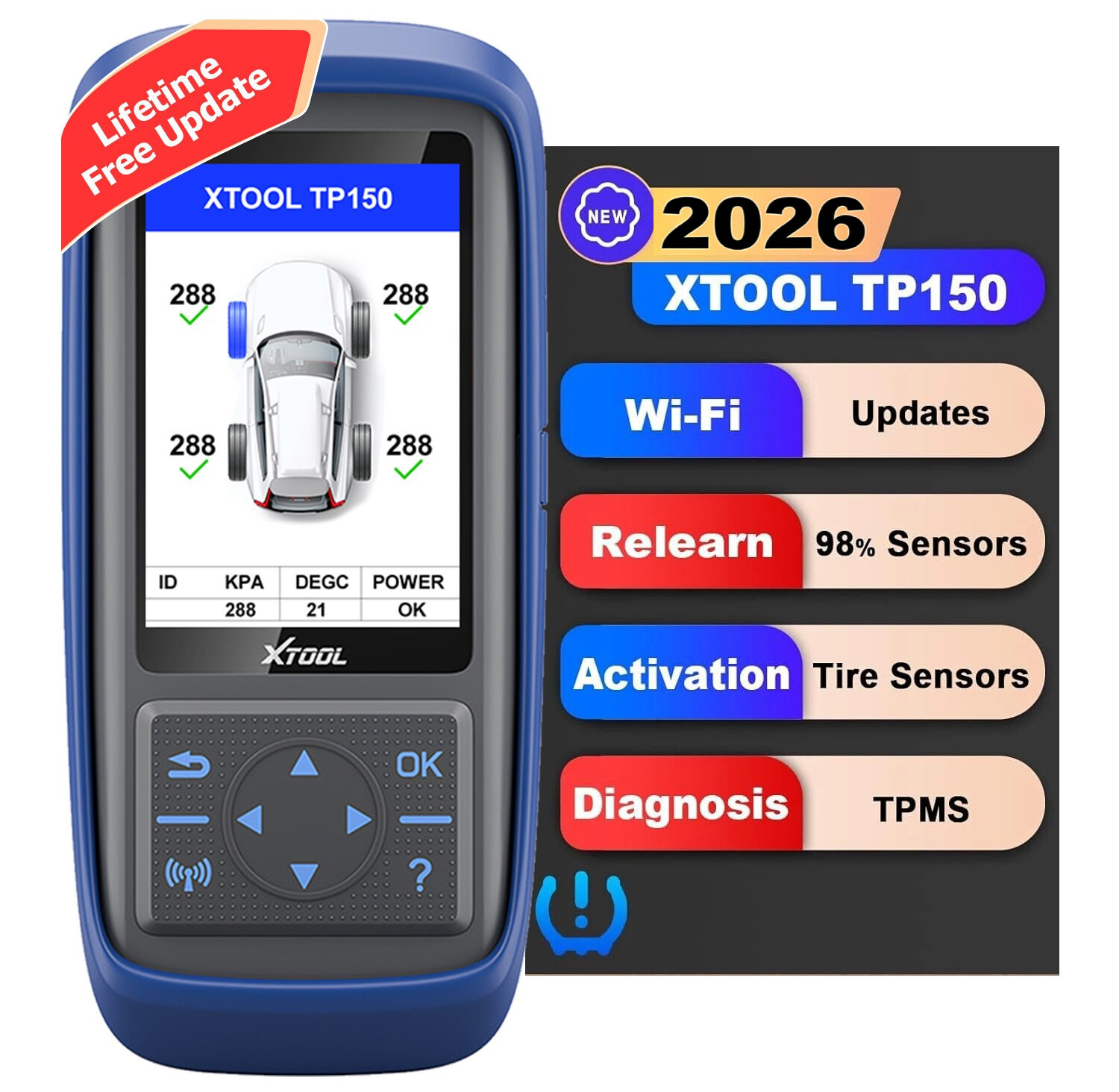 2026 XTOOL TP150 WIFI TPMS Relearn Tool Tire Pressure Sensors Programming Reset