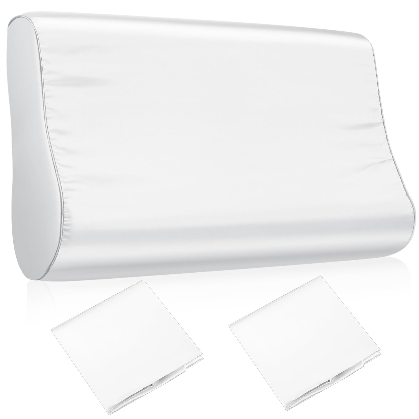 Breling 2 Pcs 20 x 12 in Imitated Silk Pillowcase for 20 x 12 Inch, White