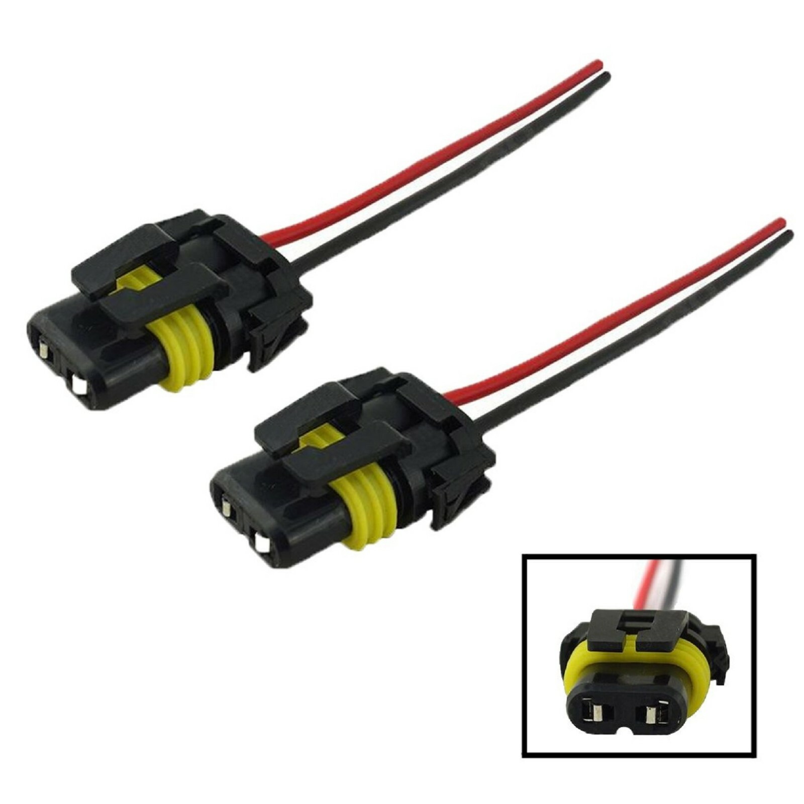 Wire Pigtail Female P 9006 HB4 Two Harness Head Light Low Beam Plug Socket Bulb