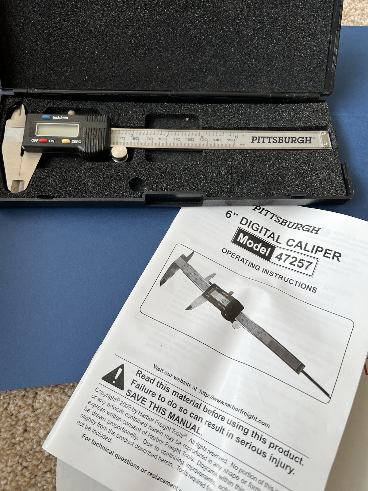 Pittsburgh 6”Digital Caliper Model 47257 Original Packaging GUC